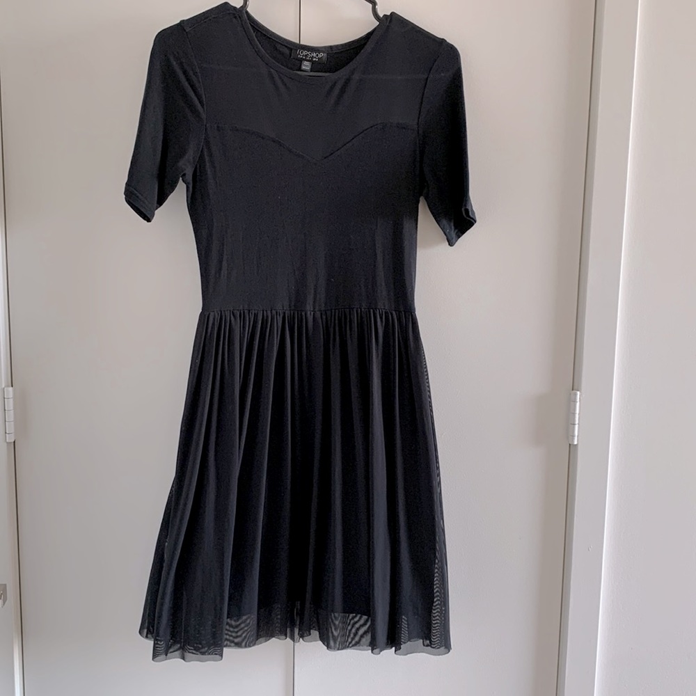 Topshop little black sweetheart neckline mini dress size 4
